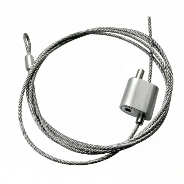 Large Two‑Way Looping Cable Gripper 54×54×28mm, Aluminum Construction, Fits 5.0‑6.0mm Steel Wire Rope for retail store advertising sign and light box hanging