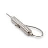 Brushed stainless steel cylindrical dual‑way cable gripper, self‑locking loop connector fits 1.2‑1.5mm aircraft cable for clean commercial office lighting ceiling suspension