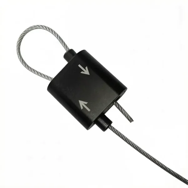 Compact two‑way looping gripper 15×15×8.5mm, 100N break load for 0.8‑1.0mm wire rope, overhead suspension hardware for HVAC, lighting, retail signage