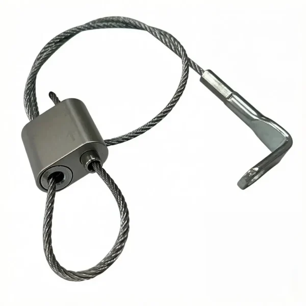 Mini looping gripper two‑way wire lock 15×15×8.5mm, 100N break load for 0.8‑1.0mm wire rope, overhead suspension for HVAC lighting signage