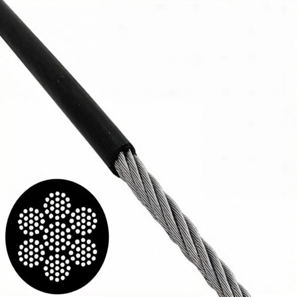 1.2mm (1/16″) 7×7 /7×19 galvanized PVC coated stainless steel micro fine wire rope for small sign, light box and banner light‑load suspension