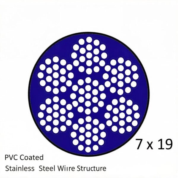 2.5mm (3/32″) 7×7 /7×19 galvanized PVC coated stainless steel cable for exhibition hall temporary exhibits and display stand suspension