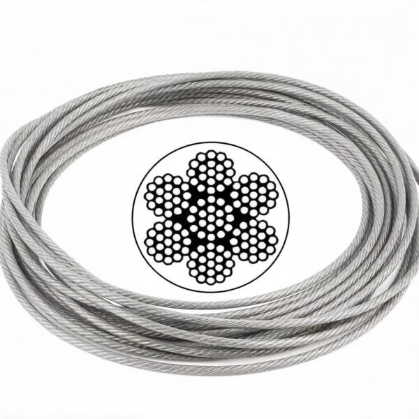1.0mm (3/64″) 7×7 /7×19 galvanized PVC coated stainless steel ultra‑fine wire rope for gallery artwork and retail shop display suspension