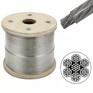 1.0mm (3/64″) 7×7 /7×19 galvanized PVC coated stainless steel ultra‑fine wire rope for mini LED light and small pendant light suspension