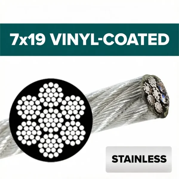 3.0mm (1/8″) 1×19 PVC Coated Stainless Steel Wire Rope for acoustic ceiling suspension systems