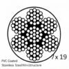1.0mm (3/64″) 7×7 /7×19 galvanized PVC coated stainless steel ultra‑fine wire rope for mini acoustic panel and lightweight ceiling module suspension