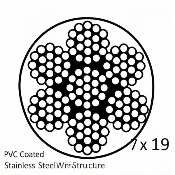 1.0mm (3/64″) 7×7 /7×19 galvanized PVC coated stainless steel ultra‑fine wire rope for mini acoustic panel and lightweight ceiling module suspension