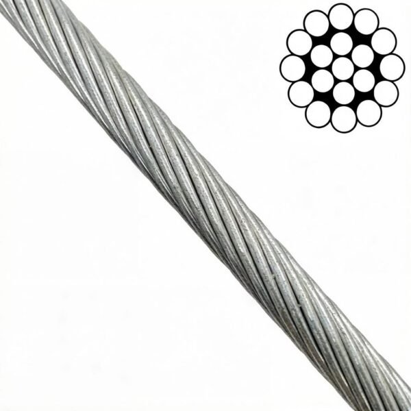 1×19 5.0mm (13/64″) galvanized steel wire rope for industrial static rigging and stay cable