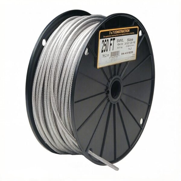 5.0mm (3/16″) 7×7 / 7×19 Galvanized PVC Coated Stainless Steel Wire Rope for deck cable railing