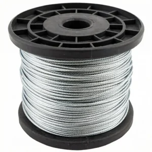 1×19 Galvanized Steel Wire Rope 1.5mm 5/64″, low‑stretch rigid steel strand for static load applications