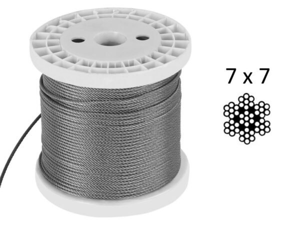 3/32 inch 2.5mm 7x7 316 stainless steel wire rope marine salt water corrosion resistant rigging cable