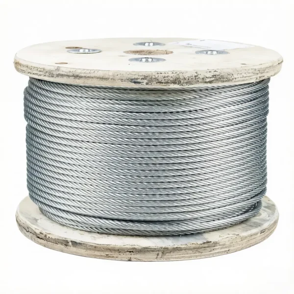 5.0mm 3/16″ 7×7 galvanized steel wire rope, anti‑rust steel cable for building construction outdoor rigging