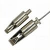Hook cable gripper 1.2-1.5mm LED light hanging hardware, hook type cable gripper for wire rope suspension in lighting projects Hook Cable Gripper 1.2-1.5mm, stainless steel hardware for LED light wire rope hanging