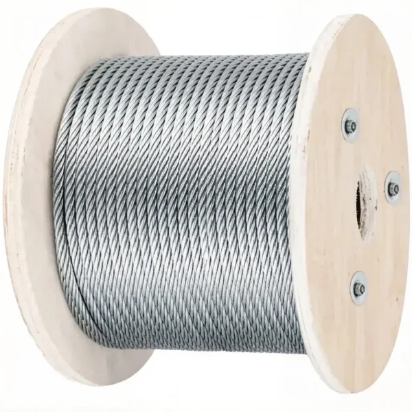 1×19 Galvanized Steel Wire Rope 4.0mm 5/32″, corrosion‑resistant rigid strand for medium‑heavy HVAC duct and ventilation assembly ceiling bracing