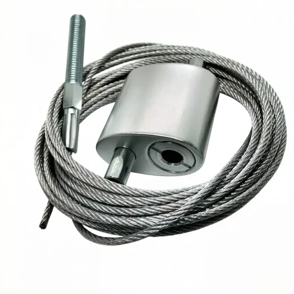 25x26x13mm Gripper Looper with all-thread rod, fits 2.0-2.5mm aircraft cable for commercial ceiling light suspension