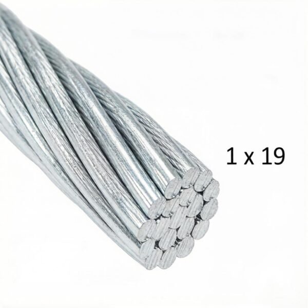 1×19 1.0mm 3/64″ Galvanized Steel Wire Rope, rigid smooth strand for gallery artwork picture frame static display suspension