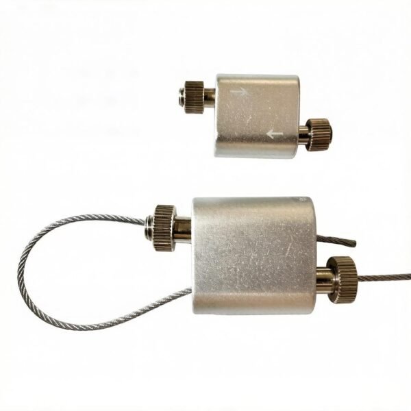 Adjustable loop cable gripper with safety lock nuts, two‑way wire rope lock hardware for retail store signage and merchandise display, high load‑bearing anti‑loosening cable gripper, support factory OEM customization