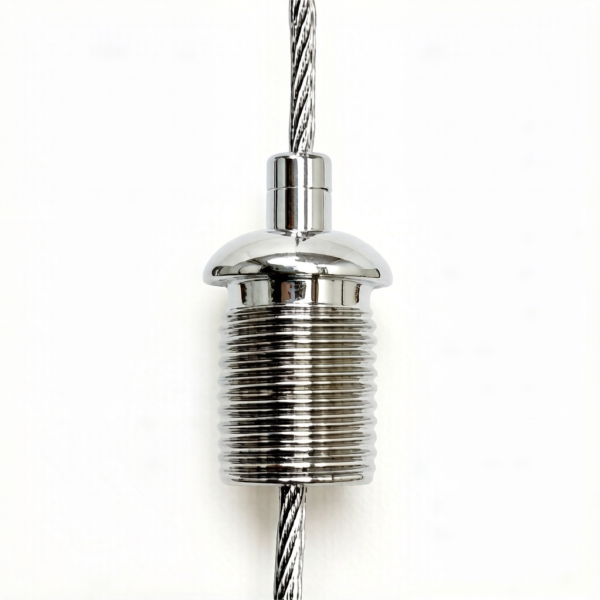 Adjustable brass M8 straight exit cable gripper, 1.2mm to 1.5mm wire rope locking fitting for lighting suspension