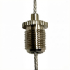 Gallery display M10 adjustable brass cable gripper, securely holds 1.2-1.5mm steel wire rope for artwork and picture hanging systems. Gallery Display M10 Adjustable Brass Cable Gripper, 1.2-1.5mm Wire Holding