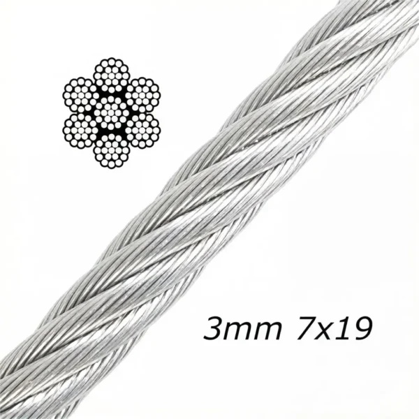 3.0mm (3/32″) Galvanized Steel Wire Rope 7×7 7×19 1×19, looping suspension cable for pendant light linear LED fixture hanging kits