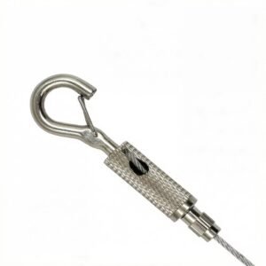 Nickel Plated Brass Cable Gripper Self-Locking Hook with Safety Cap, 1.2-1.5mm aircraft cable for light hanging suspension kit