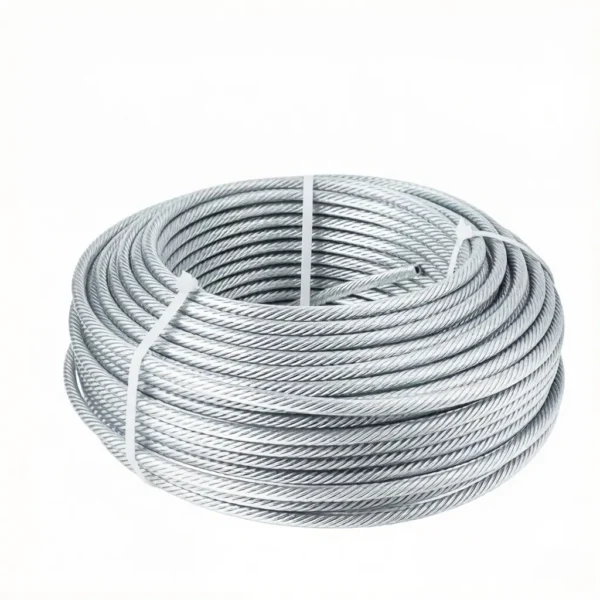 7×19 Galvanized Steel Wire Rope 2.5mm 3/32″, high‑flex aircraft cable for general industrial medium‑duty rigging work