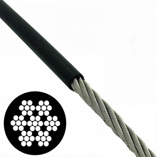 7×7 2.5mm (3/32″) soft PVC coated steel wire rope, flexible cable for pendant light linear light commercial lighting suspension