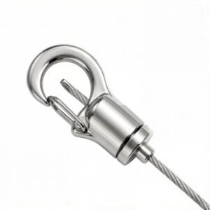 Snap Hook Wire Cable Grippers For Cable Suspension System Silver Color 1.2-1.5mm, adjustable wire rope gripper for lighting and sign hanging
