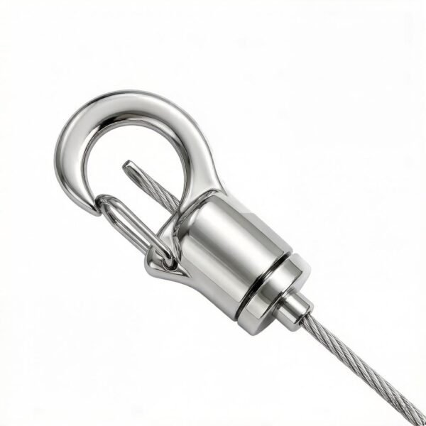 Snap Hook Wire Cable Grippers For Cable Suspension System Silver Color 1.2-1.5mm, adjustable wire rope gripper for lighting and sign hanging