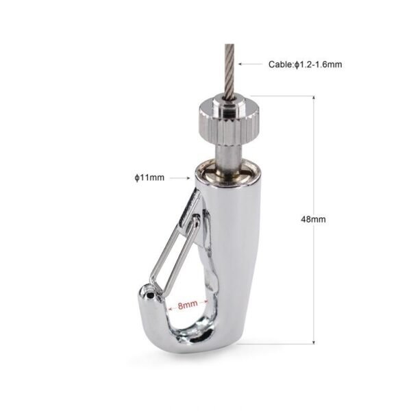 stainless steel hook cable grippers with safety nut 1.2-1.5mm wire rope hook for light hanging kit signage suspension