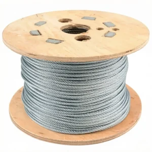1×19 Galvanized Steel Wire Rope 2.5mm 3/32″, low‑stretch anti‑sag rigid strand for long‑term static tension