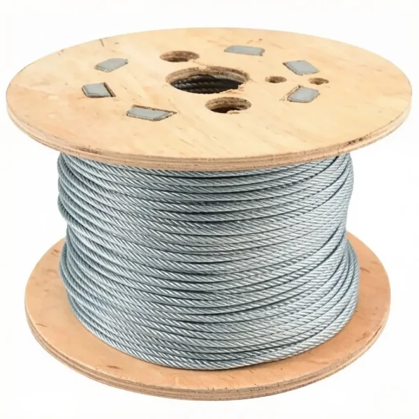1×19 Galvanized Steel Wire Rope 2.5mm 3/32″, low‑stretch anti‑sag rigid strand for long‑term static tension