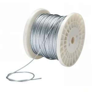 1×19 1.0mm 3/64″ Galvanized Steel Wire Rope, low‑stretch rigid single‑strand cable for light‑duty industrial tension rigging