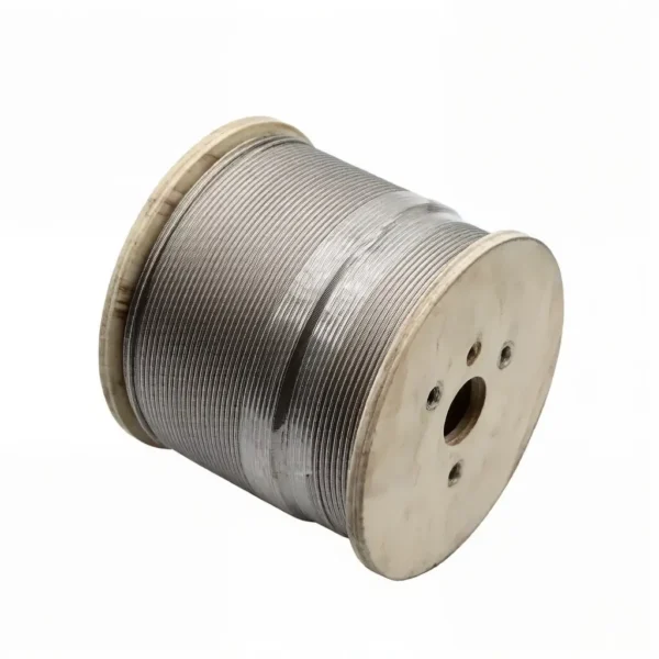 SUS304 1×19 Stainless Steel Wire Rope 3.0mm (1/8″), rigid low‑stretch aircraft cable for building construction static rigging