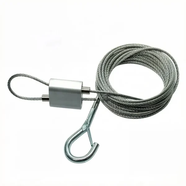 Reverse Release Looping Cable Gripper 42×42×22mm, Fits 3.5‑5.0mm Wire Rope, Heavy‑Duty Self‑Locking Clamp for gallery exhibition LED decorative lighting and exhibit suspension projects