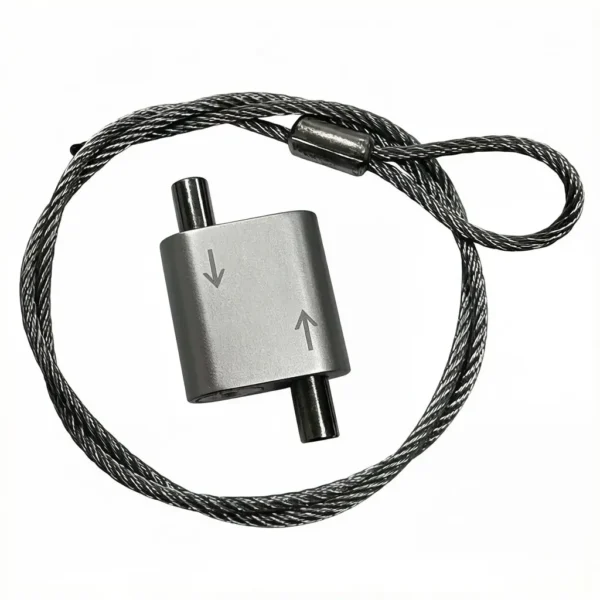 20×18×10mm aluminum mini looping gripper clip for 1.2mm 1.5mm aircraft cable, compact overhead hanging hardware for HVAC and signage