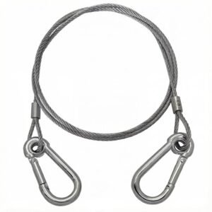 Galvanised Steel Retaining Wire Assembly with Spring Loaded Snap Hooks, Heavy Duty Zinc Plated Steel Wire Rope Lanyard Tether for Trailer, Gate, Equipment & Outdoor Safety Tethering