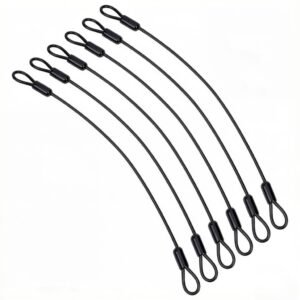 5PCS Vinyl Coated Stainless Steel Security Cable Lock with Reinforced Loops, 24 Inch 4mm Thick Anti-Theft Wire Rope Safety Lanyard for Outdoor Gates, Bikes, Luggage, Fences & Equipment