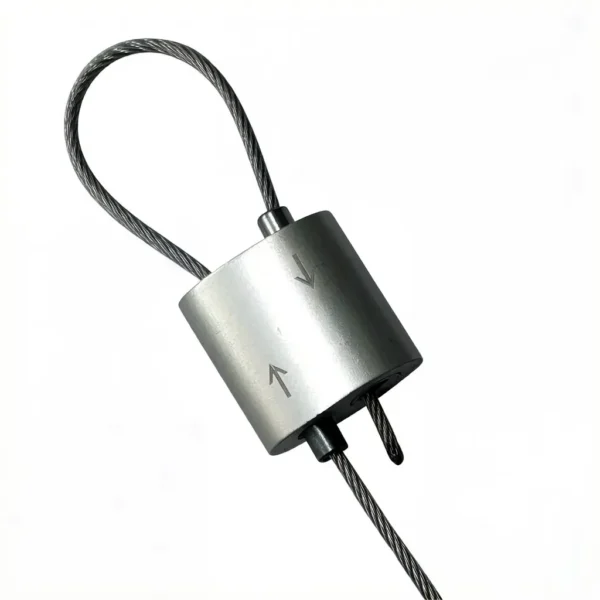 Close‑Up Aluminum Loop Cable Gripper Dual Wire Lock Mechanism, Clamp for 1.5mm Steel Rope Overhead Hanging Fixtures