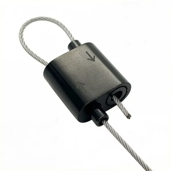 Delicate 20×18×10MM Two‑Way Black Loop Cable Gripper Locks, 1.5mm Wire Fixing Fastener for Lighting Pendant Light LED Lamp Hanging System