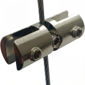 Frameless Glass Side Clamp Silver Cable Hanging System for Artwork, Signage, Retail Window & Gallery Wall Display