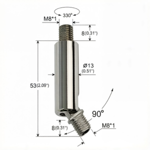 330 Degree Rotatable Lamp Swivel Joint M8 Male Thread Nickel Plated Lighting Universal Joint