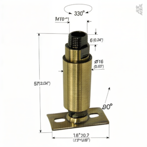OEM Custom Brass Lamp Swivel Joint With Mounting Plate Adjustable Rotating Lighting Hardware