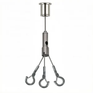 Decorative Silver Finish Ceiling Flower Basket Hanging Hardware, Customizable Drop Length Suspension Kit For Multi-Size Outdoor Courtyard Hanging Planter Baskets