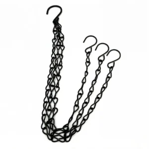 Electroplated Silver Steel Chain Plant Pot Hanging Set With Multi S Hooks, Tool-Free DIY Overhead Mount Suspension System For Patio, Sunroom & Commercial Greenery Display