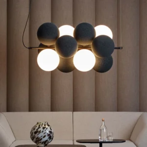 Adjustable CCT Integrated LED Acoustic Ceiling Raft Multiple Sizes Custom Color Sound Dampening Pendant Light