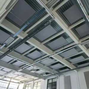 Fabric Wrapped Suspended Acoustic Ceiling Raft Custom Sizes High NRC Sound Absorbing Ceiling Cloud Baffle