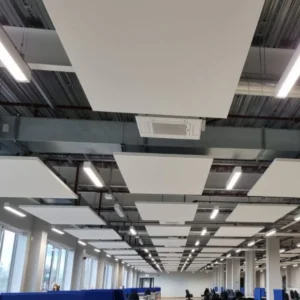 Decorative White Frost Fabric Wrapped Square Acoustic Ceiling Raft Kit 1200x1200mm