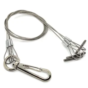 Four Leg Galvanized Steel Cable Plant Hanger Kit, Customizable Height Wire Rope with Reinforced Metal Hook for All Size Flower Pots & Planter Baskets